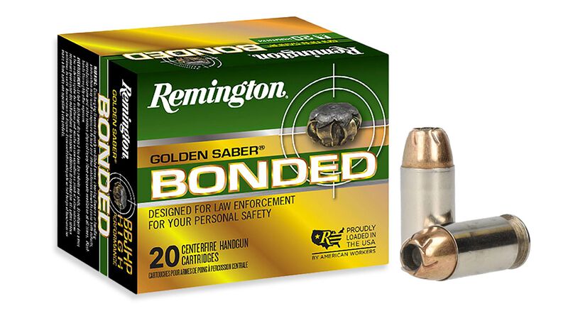 Golden Saber Bonded, 45 Auto, 185 Grain, Bonded Brass Jacketed Hollow Point, 1015 fps