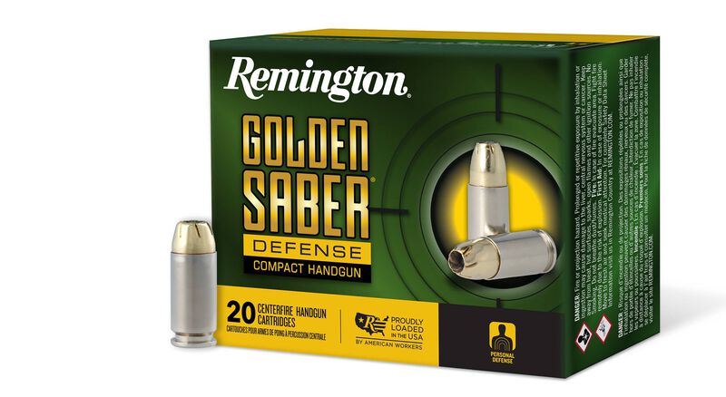 Golden Saber Defense Compact, 40 S&amp;W, 180 Grain, Brass Jacketed Hollow Point, 785 fps