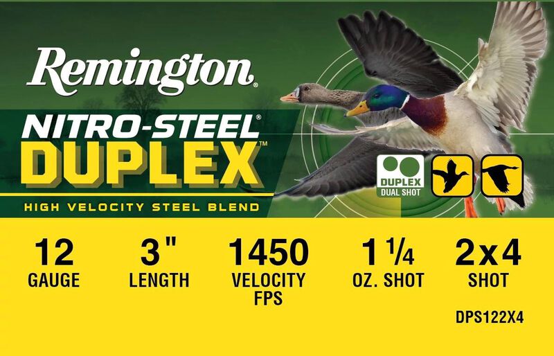 Nitro-Steel Duplex, 12 Gauge, 2 and 4 Shot, 3 in, 1 1/4 oz, 1450 fps