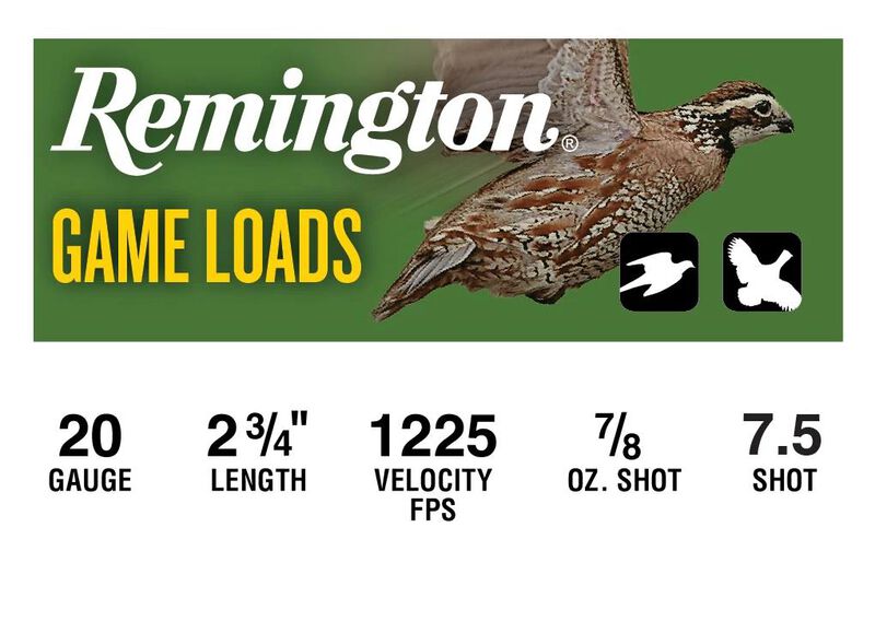 Game Load, 20 Gauge, 7.5 Shot, 2-3/4 in, 7/8 oz, 1225 fps