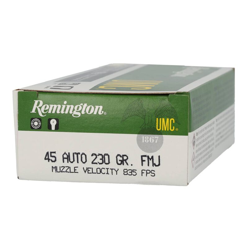 UMC Handgun, 45 Auto, 230 Grain, Full Metal Jacket, 835 fps