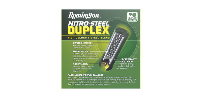 Nitro-Steel Duplex, 12 Gauge, BB and 2 Shot, 3 in, 1 1/4 oz, 1450 fps