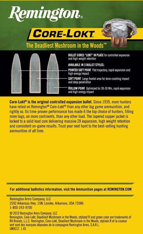 Core-Lokt, 25-06 Rem, 100 Grain, Pointed Soft Point Core Lokt, 3230 fps
