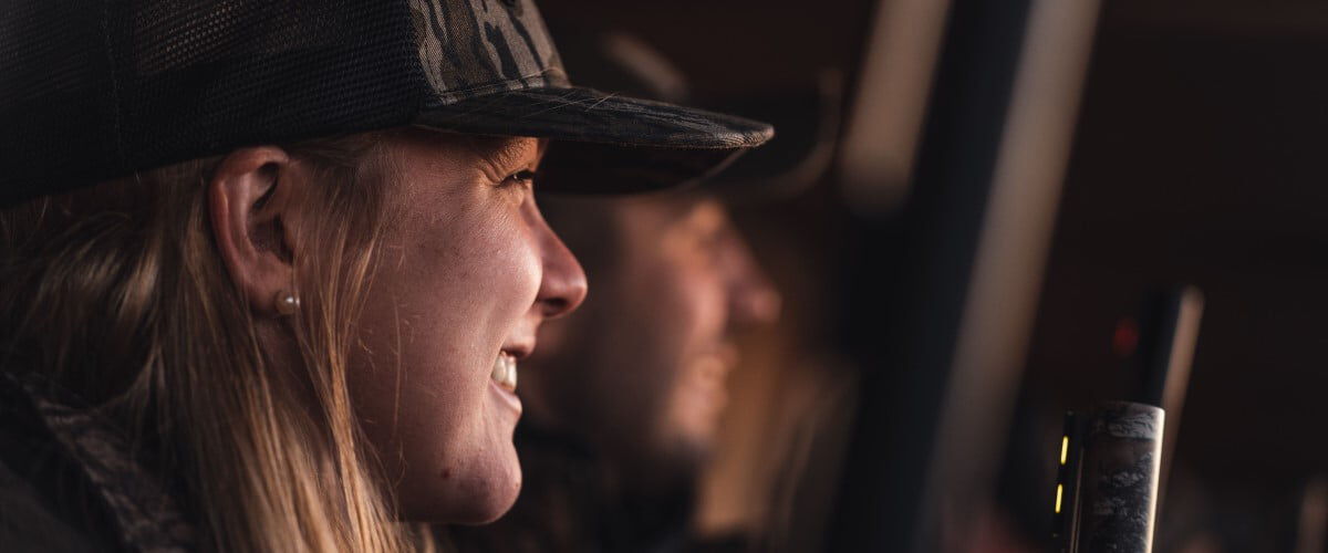 Duck hunters in a pit blind