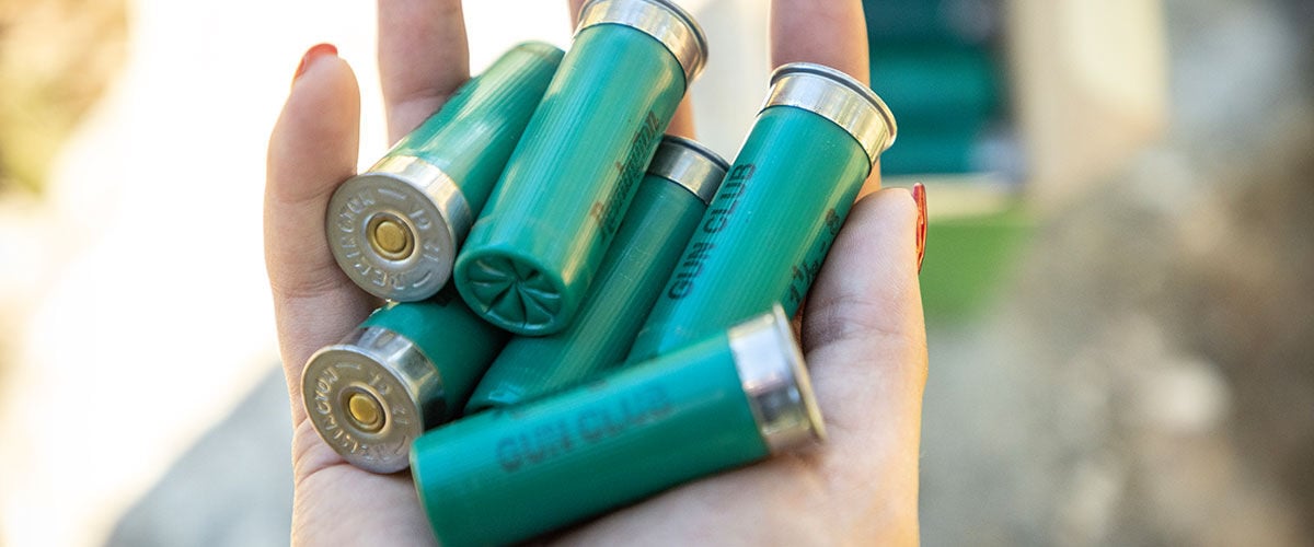 Remington Gun Club shotshells in a hand