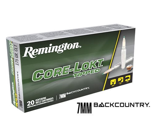 Core-Lokt Tipped 7mm Backcountry box and 7mm Backcountry logo