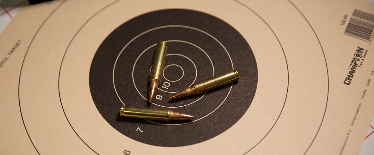 Remington cartridges on a paper target
