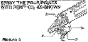 drawning of where to spray the four points of the trigger assembly