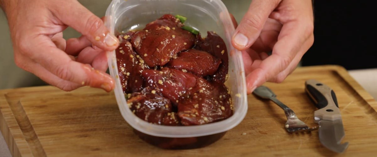 Duck breast marinating in Asian flavors