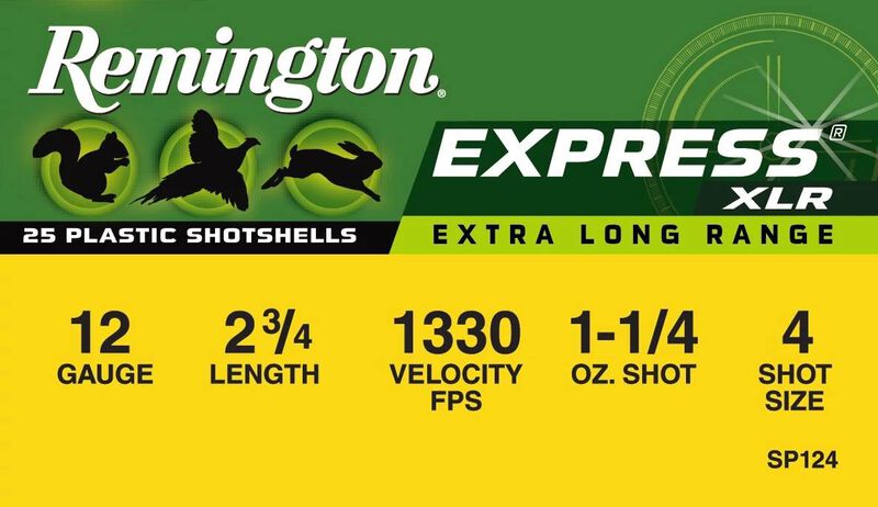 Express Extra Long Range, 12 Gauge, 4 Shot, 2-3/4 in, 1 1/4 oz, 1330 fps