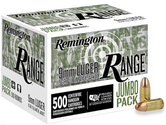 Remington Range, 9mm Luger, 115 Grain, Full Metal Jacket, 1145 fps