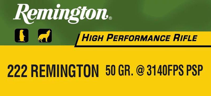 High Performance Rifle, 222 Rem, 50 Grain, Pointed Soft Point, 3140 fps