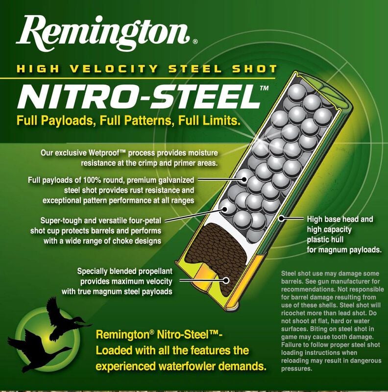 Nitro-Steel, 12 Gauge, 2 Shot, 3 in, 1 1/4 oz, 1450 fps