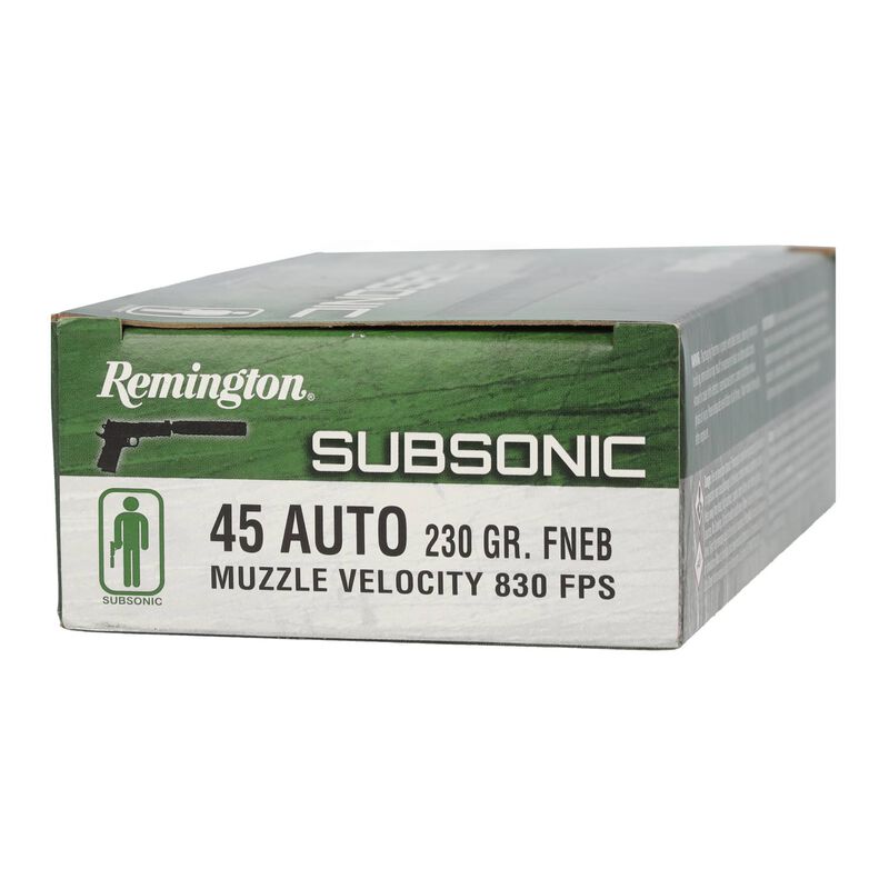 Subsonic Handgun, 45 Auto, 230 Grain, Flat Nose Enclosed Base, 830 fps