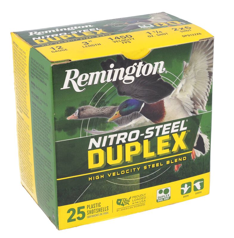 Nitro-Steel Duplex, 12 Gauge, 2 and 6 Shot, 3 in, 1 1/4 oz, 1450 fps