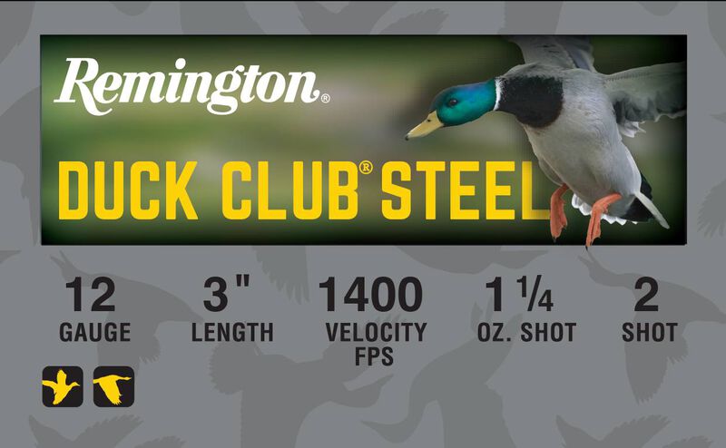 Duck Club Steel, 12 Gauge, 2 Shot, 3 in, 1 1/4 oz, 1400 fps