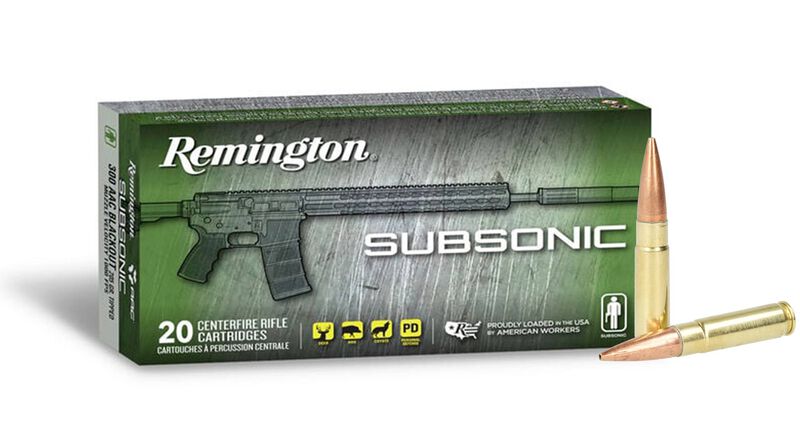 Subsonic Rifle, 300 Blackout, 220 Grain, Open Tip Flat Base, 940 fps 300 Blackout Caliber Ammo - 20 Rounds of 220 Grain Weight Ammunition (28430)