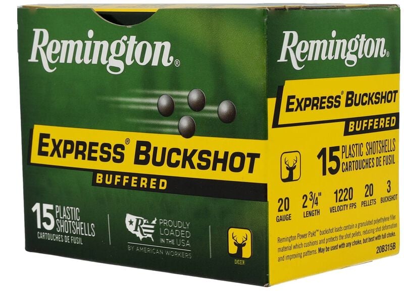 Express Buckshot, 20 Gauge, 3 Buck Shot, 2-3/4 in, 1220 fps